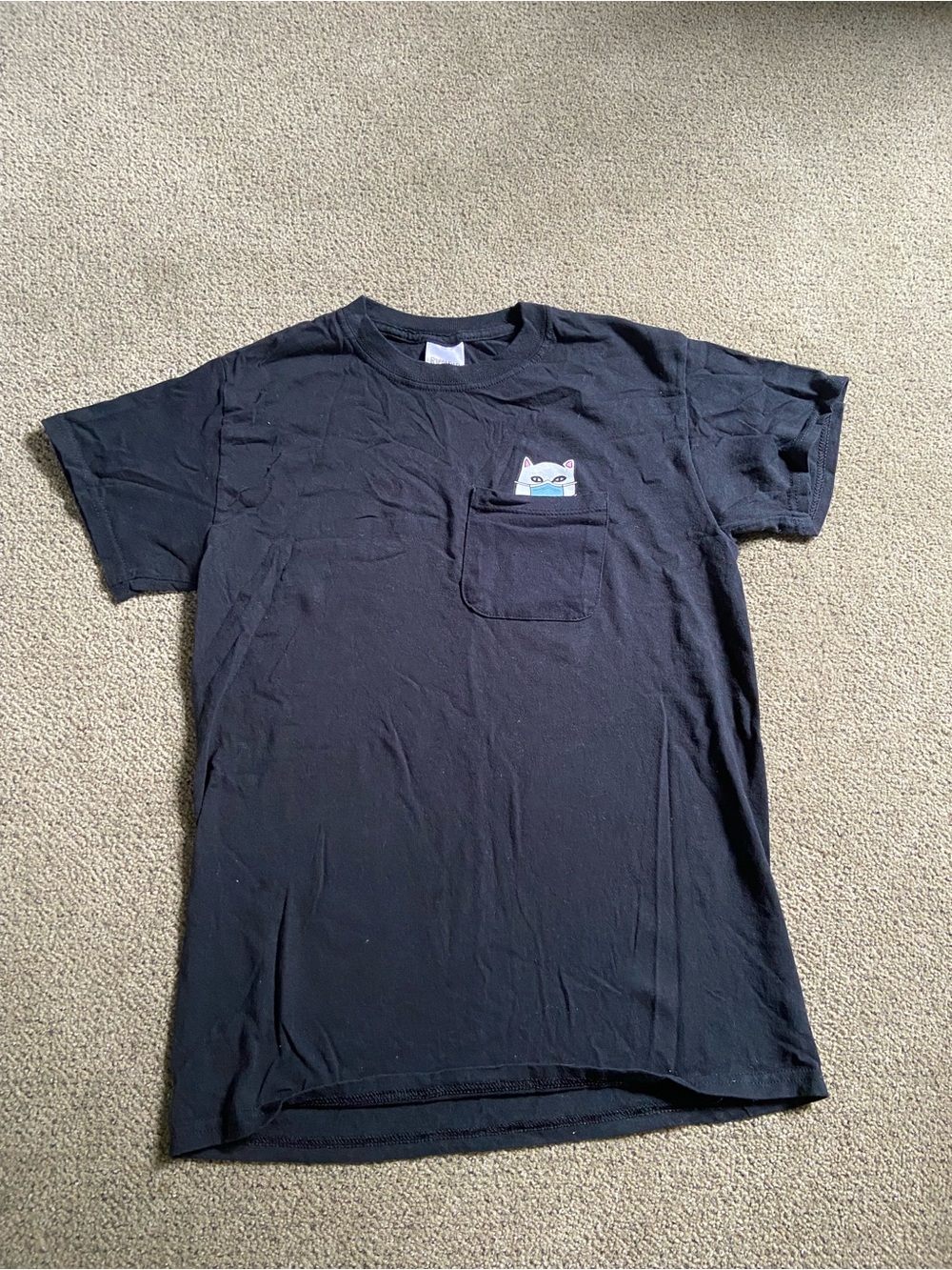 Ripndip Black Pocket Tee with Cat Patch